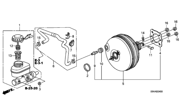 2008 Honda Pilot Brake Master Cylinder  - Master Power Diagram