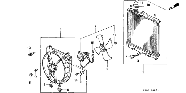 1993 Honda Civic 2 Door EX KA 5MT Radiator (Toyo) Diagram