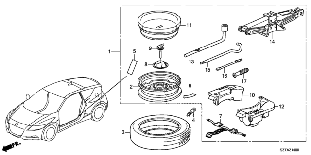 2016 Honda CR-Z Temporary Kit (Without Tire) Diagram for 06421-SZT-A62