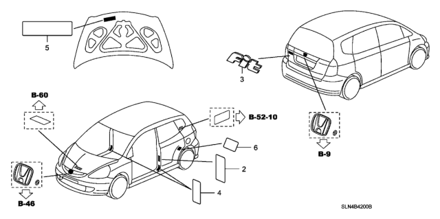 2008 Honda Fit Emblems - Caution Labels Diagram