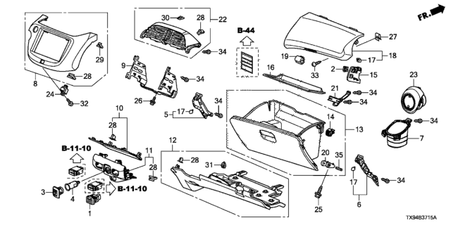 2014 Honda Fit EV Bracket, Audio Diagram for 77255-TF0-000