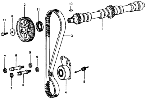 1977 Honda Civic Belt, Timing Diagram for 14400-634-005