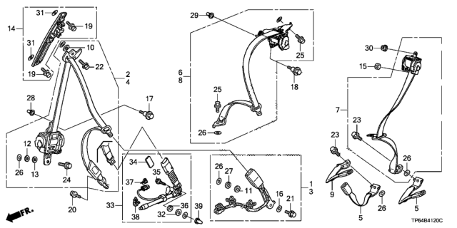 2014 Honda Crosstour Seat Belts Diagram