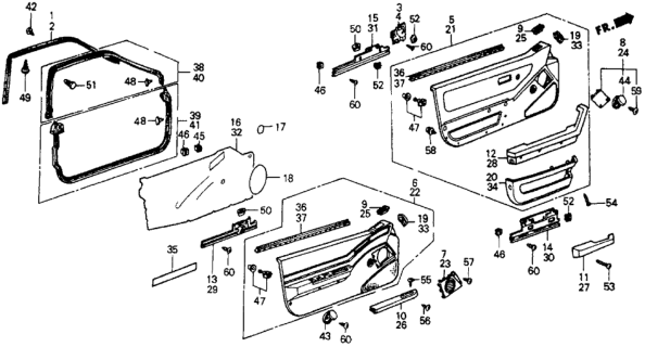 1986 Honda CRX Armrest, Passenger Side Door (Off Black) Diagram for 75823-SB2-961ZC