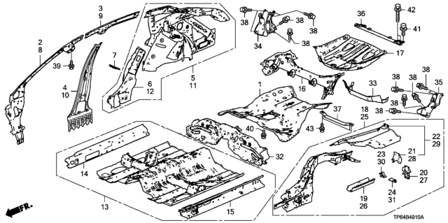 2013 Honda Crosstour 5 Door EXL (4WD) KA 6AT Floor - Inner Panel Diagram