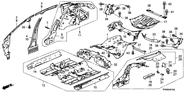 2010 Honda Crosstour Floor - Inner Panel Diagram