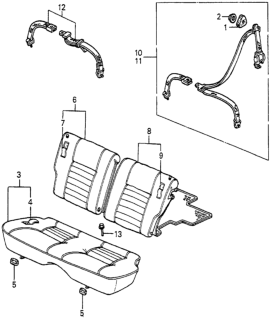 1985 Honda Accord Seat Belt Assy., RR. Center *YR82L* (Nippon Seiko) (ARK TAN) Diagram for 786A5-SA5-Z01ZD
