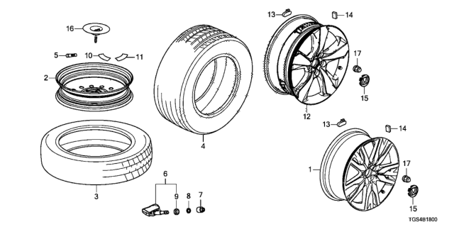 2021 Honda Passport ANCH, SPARE TIRE Diagram for 74650-TGS-A50