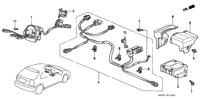 2000 Honda Civic SRS Unit Diagram