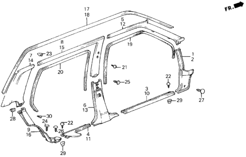 1985 Honda Civic Door Trim Diagram