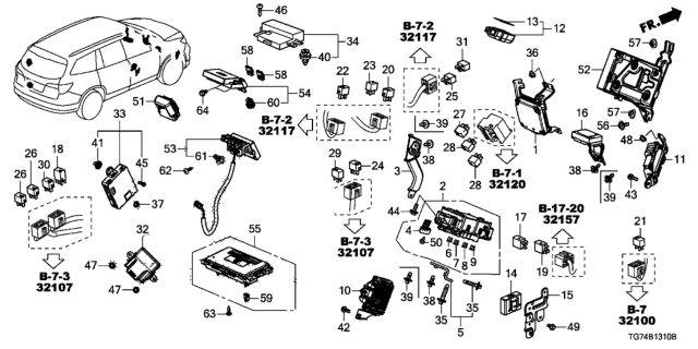 2021 Honda Pilot Box Assembly-, Fuse Diagram for 38200-TG7-A03