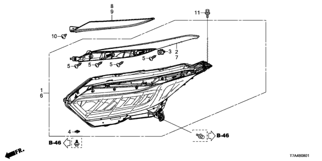 2021 Honda HR-V Headlight Assembly, Driver Side Diagram for 33150-T7A-A51
