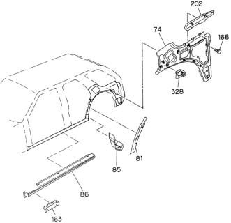 1995 Honda Passport Panel, R. RR. Side (Inner) Diagram for 8-94326-976-3