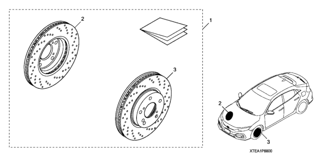 2017 Honda Civic 5 Door LX KA CVT HFP Disc Rotor (Front) (Drilled) Diagram