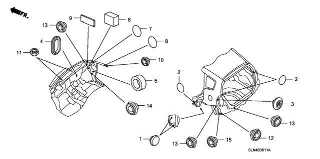2007 Honda Fit 5 Door BASE KA 5MT Grommet (Rear) Diagram