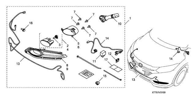 2018 Honda HR-V 5 Door LX (2WD HDMC TRAN) KA CVT Foglights Diagram