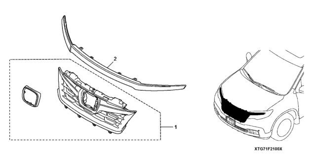 2020 Honda Pilot Front Grille & Garnish Diagram