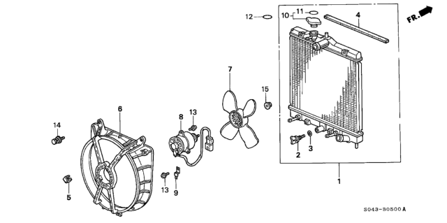 1997 Honda Civic Motor, Cooling Fan (Denso) Diagram for 19030-P1R-003