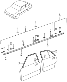 1981 Honda Civic Fitting B, L. Side Protector Diagram for 75808-SA1-000