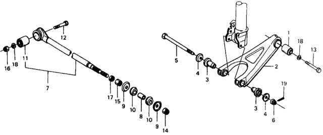 1979 Honda Civic 3 Door ** (1200) ** 4MT Rear Lower Arm - Radius Rod Diagram