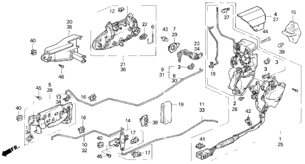 1995 Honda Prelude Lock Assembly, Passenger Side Door Diagram for 72110-SS0-A12