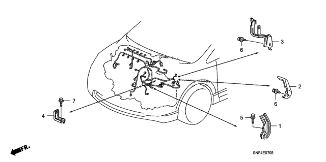 2009 Honda Civic 4 Door GX KA 5AT Engine Wire Harness Stay Diagram