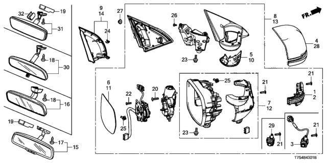 2018 Honda HR-V Cap, Passenger Side (Misty Green Pearl) Diagram for 76201-T1W-A01ZP