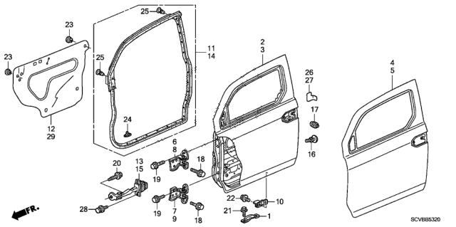 2011 Honda Element Front Door Panels Diagram