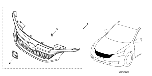 2016 Honda Accord 4 Door EX KL CVT Front Grille Trim Diagram