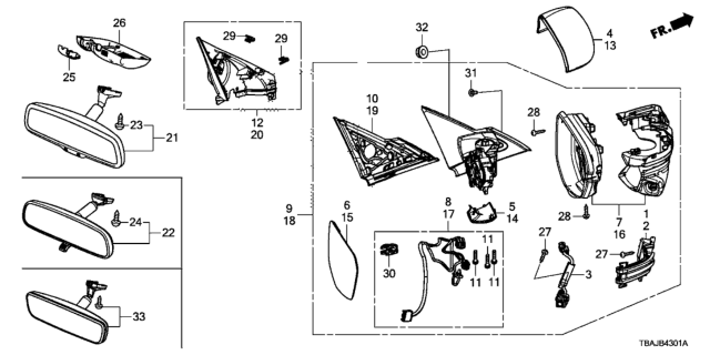 2019 Honda Civic Housing Cap Passenger Side (Brilliant Sporty Blue Metallic) Diagram for 76201-TBA-A21ZN