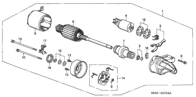 1993 Honda Civic 3 Door CX KL 5MT Starter Motor (Hitachi) Diagram
