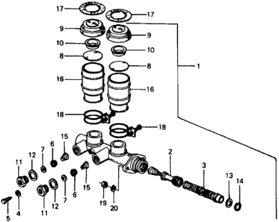 1975 Honda Civic 3 Door ** (1500) KA HMT Master Cylinder Diagram