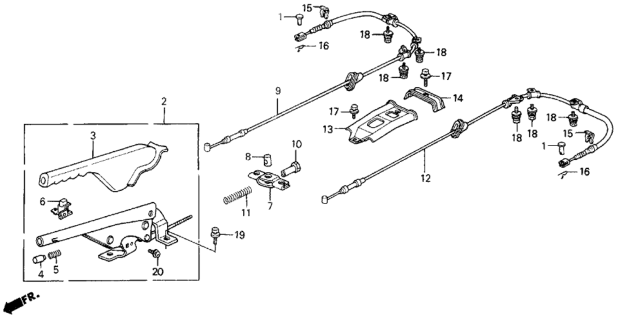 1990 Honda Prelude Wire A, Passenger Side Parking Brake (Nippon Cable) Diagram for 47510-SF1-003