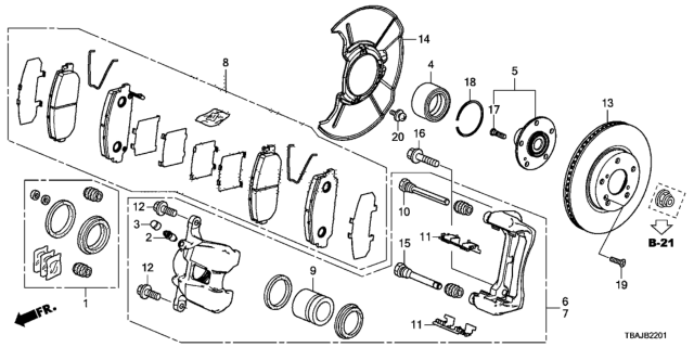 2019 Honda Civic 4 Door SI (HI-PERF TIRES) KA 6MT Front Brake Diagram