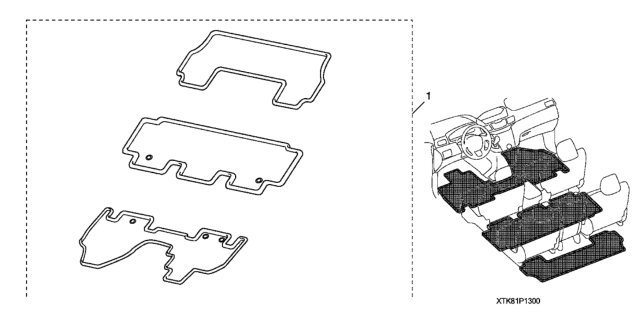 2011 Honda Odyssey 5 Door EXL (LEATHER) KA 5AT All Season Floor Mats Diagram