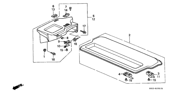 1991 Honda Civic 3 Door SI KA 5MT Rear Shelf Diagram