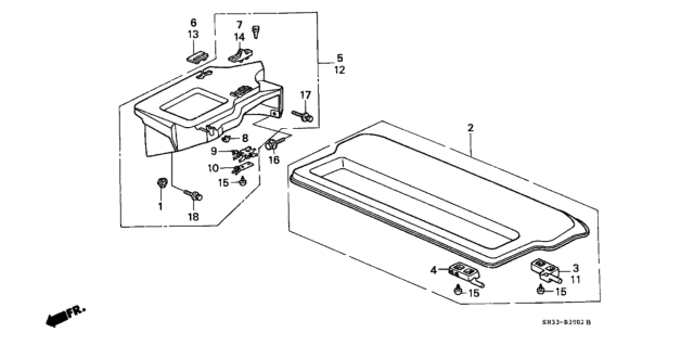 1988 Honda Civic Knob, L. Side Shelf *YR89L* (PALMY BROWN) Diagram for 84476-SH3-000ZC