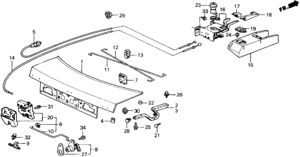 1988 Honda Accord Cylinder, Trunk Diagram for 74861-SG7-003