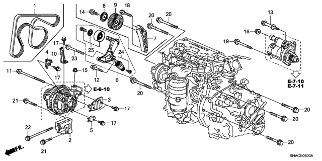 2010 Honda Civic Alternator Bracket (1.8L) Diagram