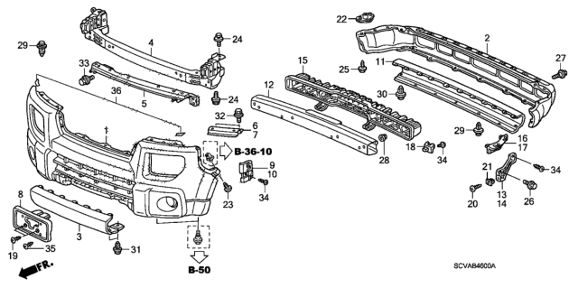 2008 Honda Element Face, Front Bumper (Dot) (Bumper Dark Gray) Diagram for 04711-SCV-A80ZC