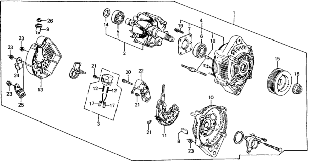 1991 Honda Civic Alternator (Denso) Diagram