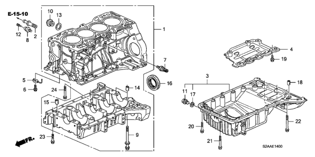 2008 Honda S2000 2 Door CR (WITH AC) KA 6MT Cylinder Block - Oil Pan Diagram