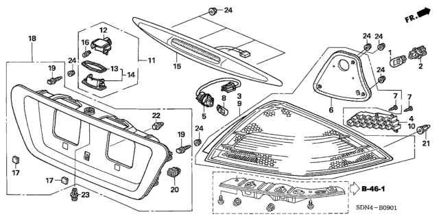 2006 Honda Accord Lamp Unit, L. Diagram for 33551-SDN-A11