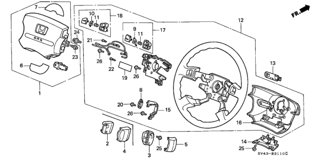 1997 Honda Accord Button A, R. Horn *NH1L* (BLACK) Diagram for 78521-SM5-A82ZA