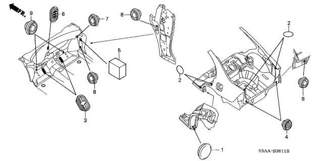 2004 Honda Civic Grommet (Rear) Diagram