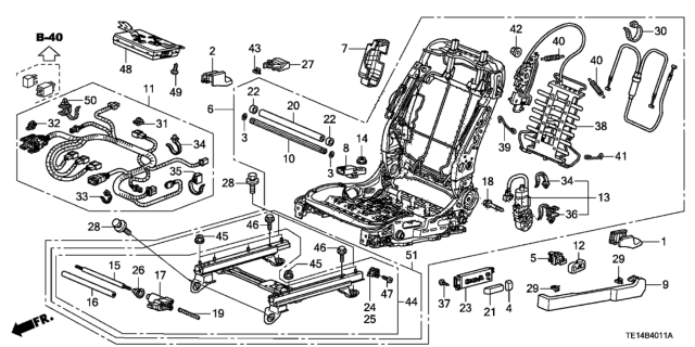 2012 Honda Accord Cord, FR. Seat Power (Memory) Diagram for 81606-TE0-A51