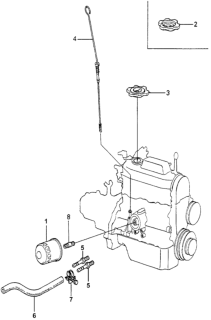 1980 Honda Accord Dipstick, Oil Diagram for 15650-676-640