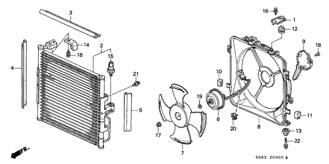 1994 Honda Civic 2 Door EX (ABS) KA 5MT A/C Condenser Diagram