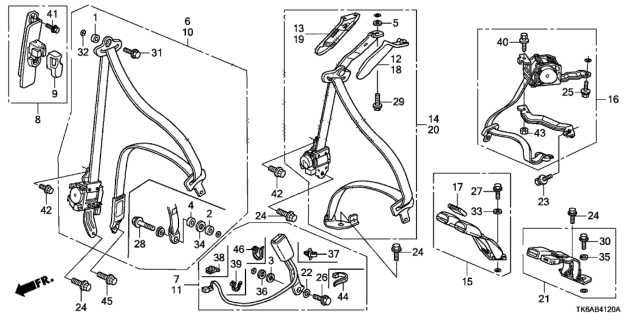 2013 Honda Fit Seat Belts Diagram