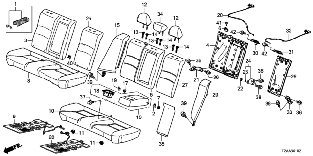 2017 Honda Accord Cover, Rear Seat Cushion Trim (Type E) (Leather) Diagram for 82131-T2F-A42ZJ